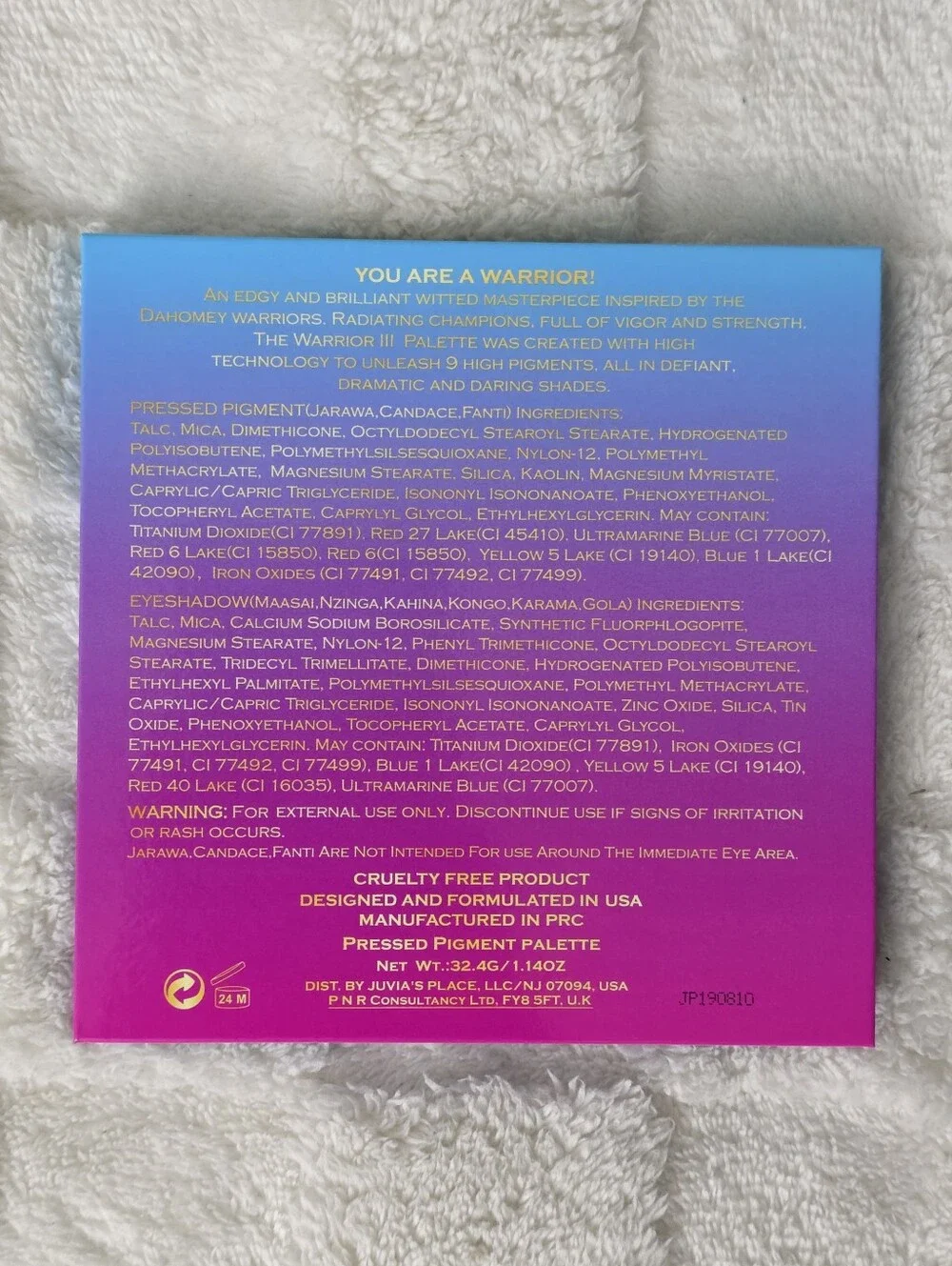 JUVIA'S PLACE THE WARRIOR III PRESSED POWDER EYESHADOW PALETTE NWOB